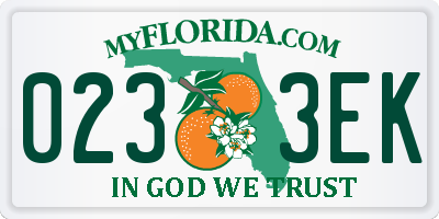 FL license plate 0233EK