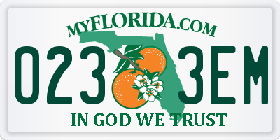 FL license plate 0233EM