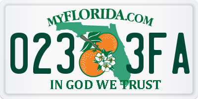 FL license plate 0233FA