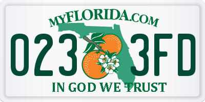 FL license plate 0233FD