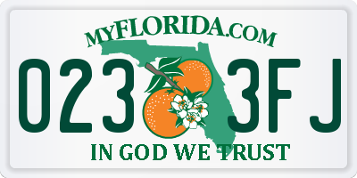 FL license plate 0233FJ