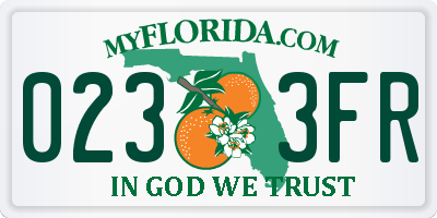 FL license plate 0233FR
