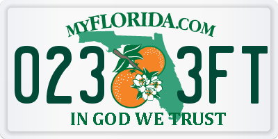 FL license plate 0233FT