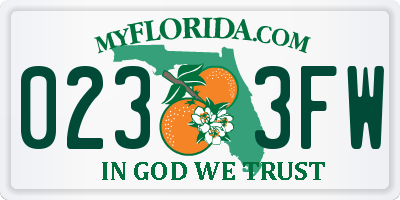 FL license plate 0233FW
