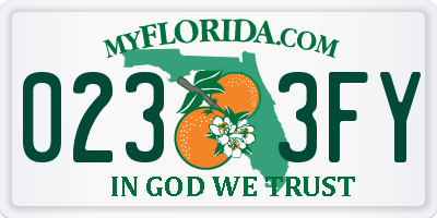 FL license plate 0233FY