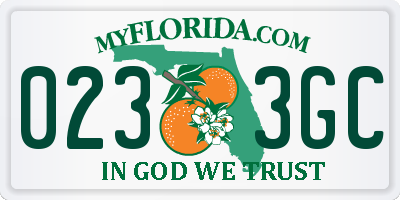 FL license plate 0233GC