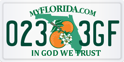 FL license plate 0233GF