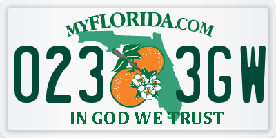 FL license plate 0233GW