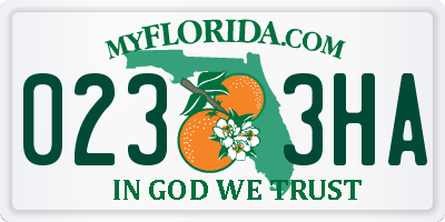FL license plate 0233HA