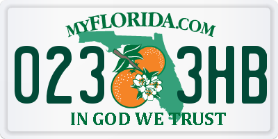 FL license plate 0233HB