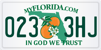 FL license plate 0233HJ