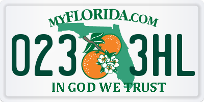 FL license plate 0233HL