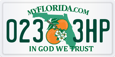 FL license plate 0233HP
