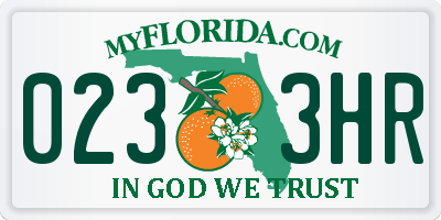 FL license plate 0233HR