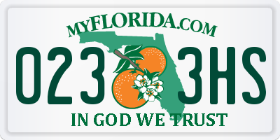 FL license plate 0233HS