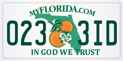 FL license plate 0233ID