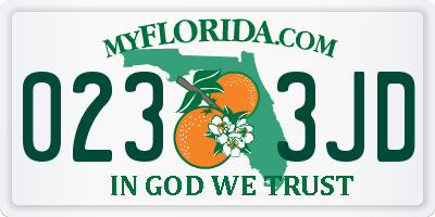 FL license plate 0233JD
