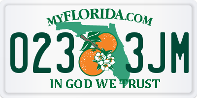 FL license plate 0233JM