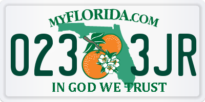 FL license plate 0233JR