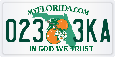 FL license plate 0233KA