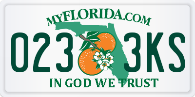 FL license plate 0233KS