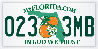 FL license plate 0233MB