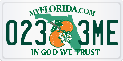 FL license plate 0233ME