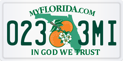 FL license plate 0233MI