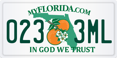 FL license plate 0233ML