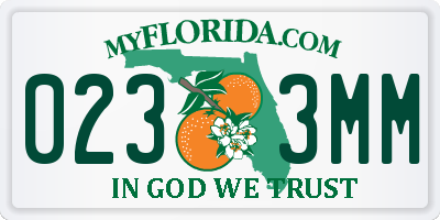 FL license plate 0233MM