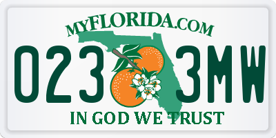FL license plate 0233MW