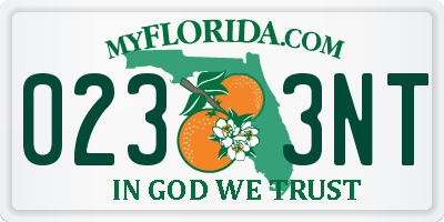 FL license plate 0233NT