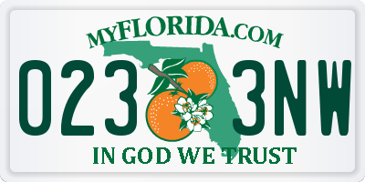 FL license plate 0233NW