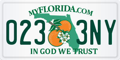 FL license plate 0233NY