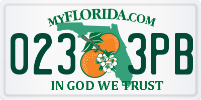 FL license plate 0233PB