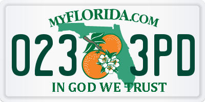 FL license plate 0233PD