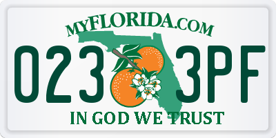FL license plate 0233PF
