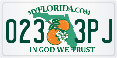 FL license plate 0233PJ