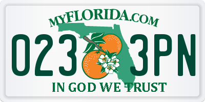 FL license plate 0233PN