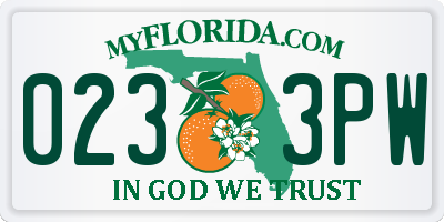 FL license plate 0233PW