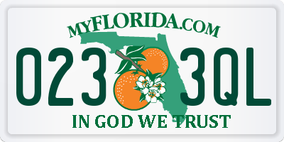 FL license plate 0233QL