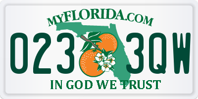 FL license plate 0233QW