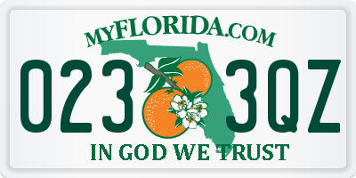 FL license plate 0233QZ