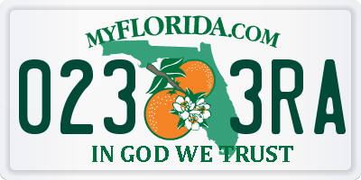 FL license plate 0233RA