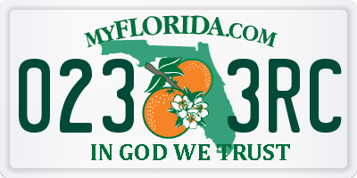 FL license plate 0233RC