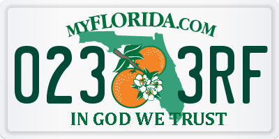 FL license plate 0233RF