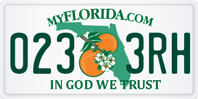 FL license plate 0233RH