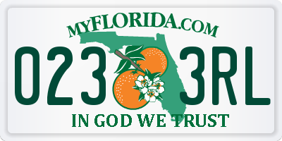 FL license plate 0233RL