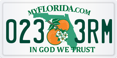 FL license plate 0233RM