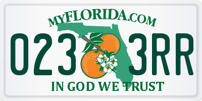 FL license plate 0233RR